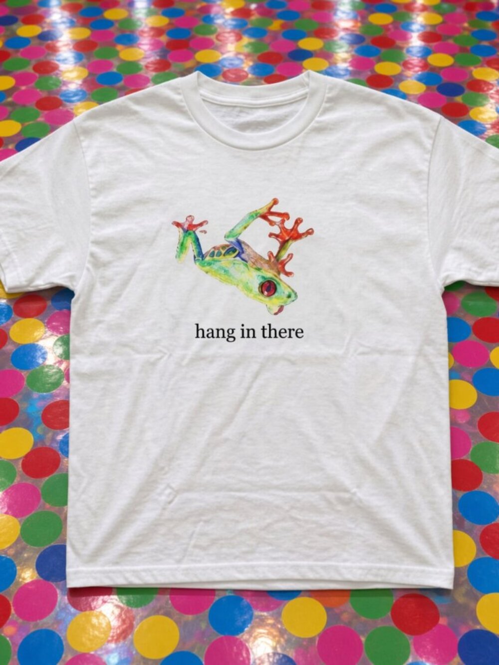 Hang In There Tree Frog Watercolor Animal Graphic T-Shirt Gildan Cotton Tee